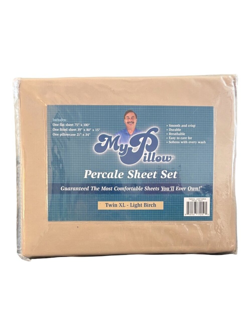 My Pillow Percale Sheet Set Twin XL Light Birch NEW 3 Piece Set